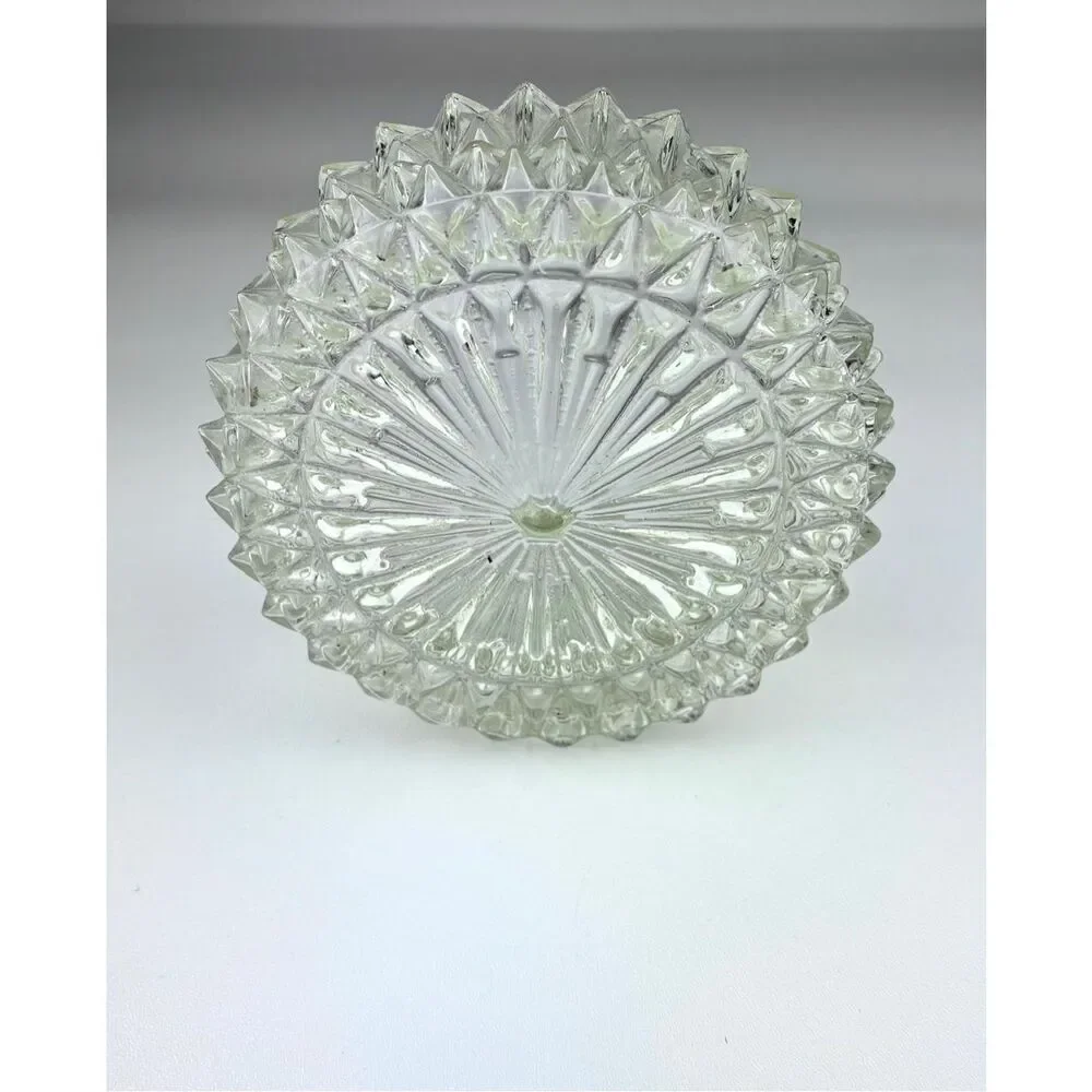 Vintage MCM Diamond Point Starburst Glass Ceiling Globe Light Shade 5 7/8 Fitter